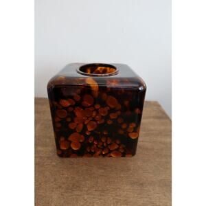 Beautiful Tortoise Shell Patterned Art Glass Tissue Box Cover